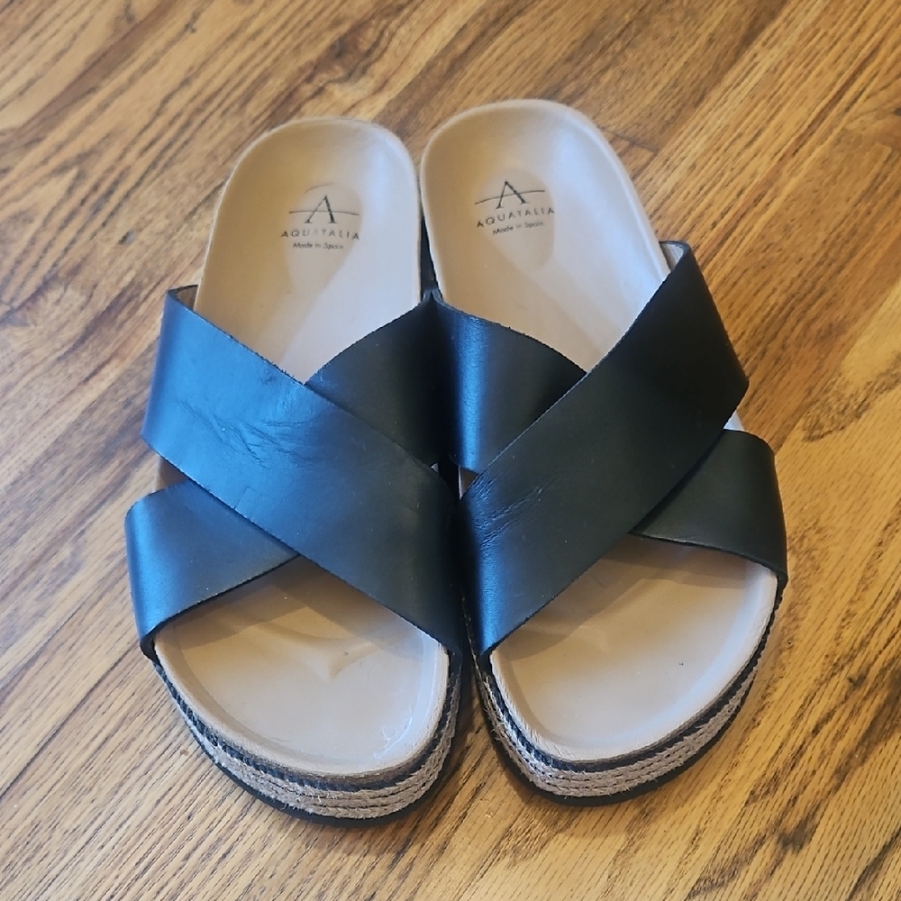 Aquatalia Black Sandals with Criss-Cross Straps